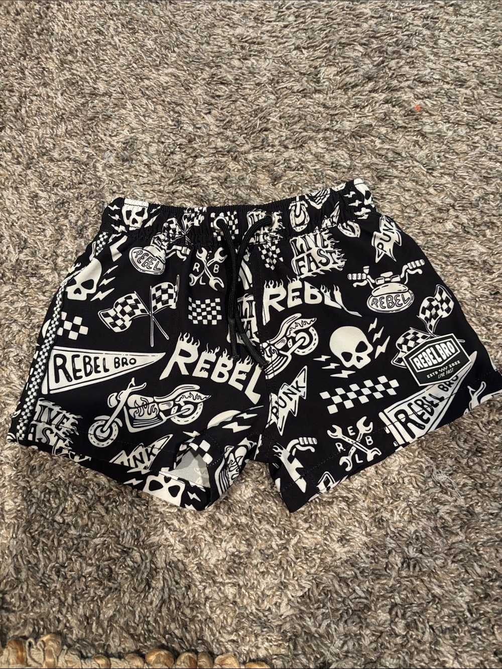 Rebel Graphic Black Athletic Shorts for Men